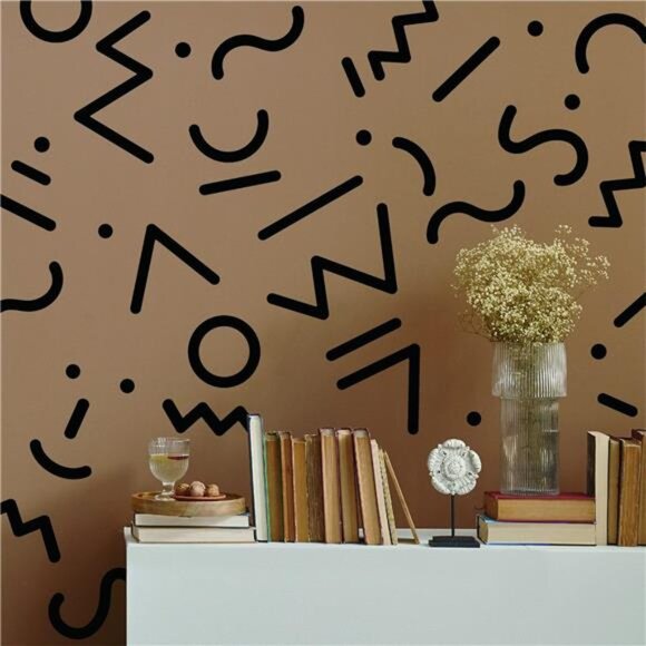 Black Geometric Wall Decals Vinyl Peel Stick Modern Abstract Lines Dots Circle A - Picture 4 of 8